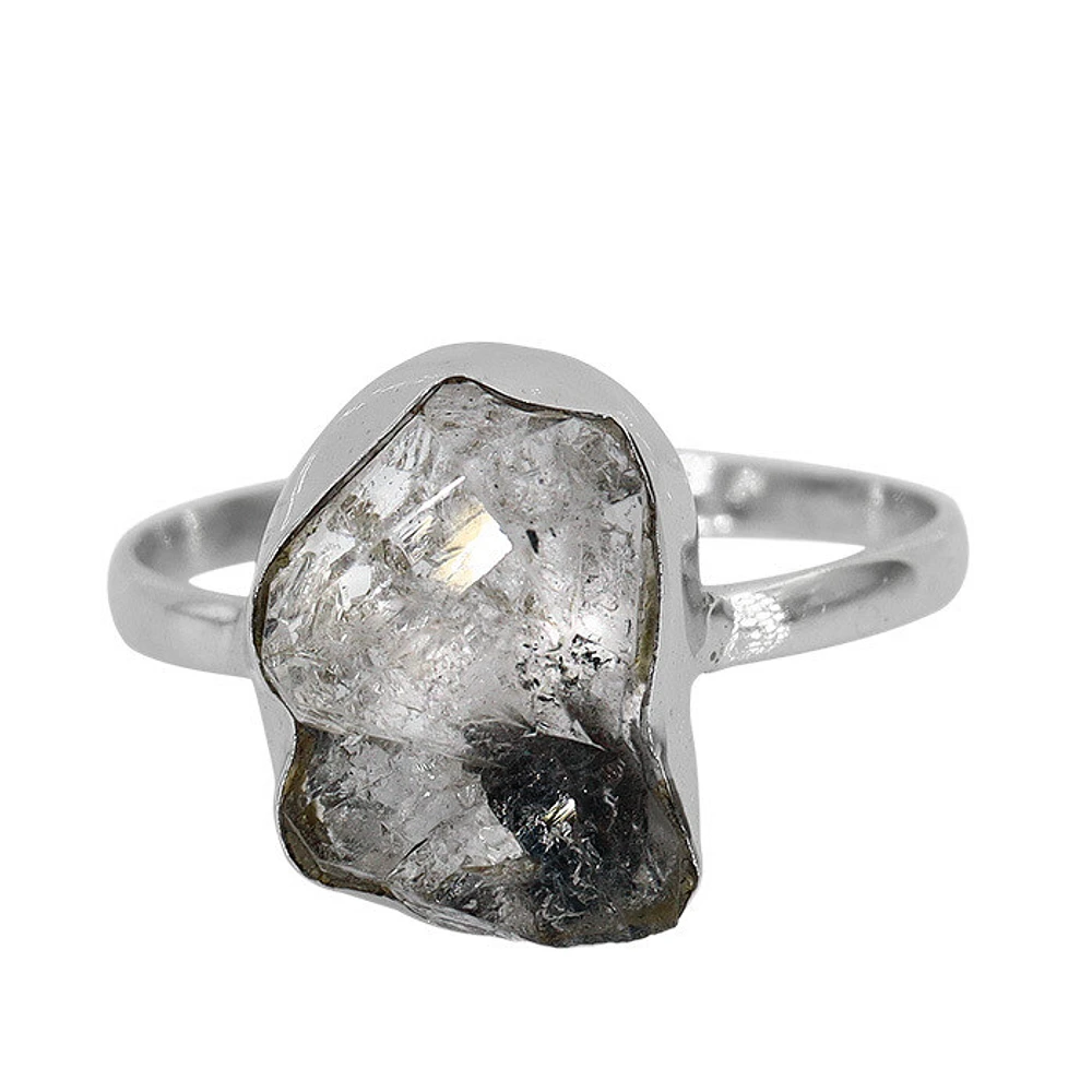 Sterling Silver With Rhodium, 9X12mm Black Rutilated Quartz Ring, 2mm Band