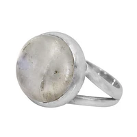 Sterling Silver With Rhodium, 14mm Moonstone Ring