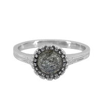 Sterling Silver With Rhodium, 9mm Flower Ring 6mm Labradorite, 2mm Band