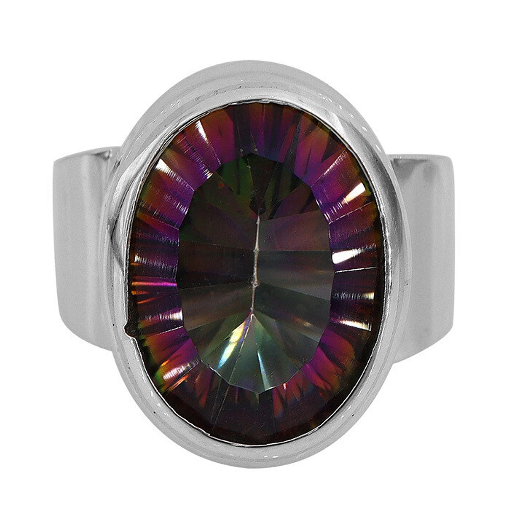 Sterling Silver, 12X15mm Mystic Quartz Ring