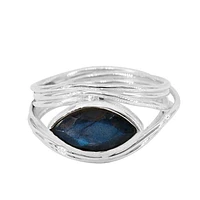 Sterling Silver, 12X113mm Labradorite Ring