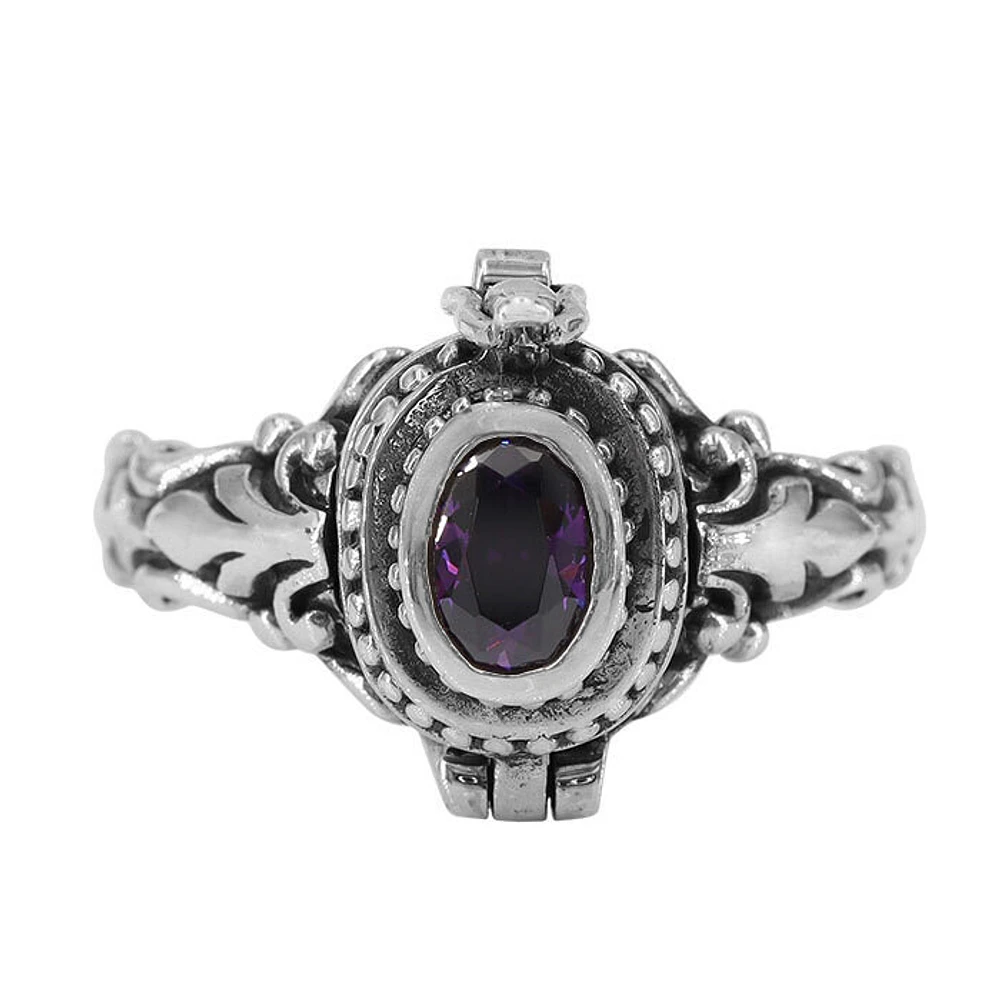 Sterling Silver, 3X6mm Amethyst Poison Ring, 22mm Width