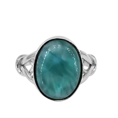 Sterling Silver, 12X15mm Larimar Ring