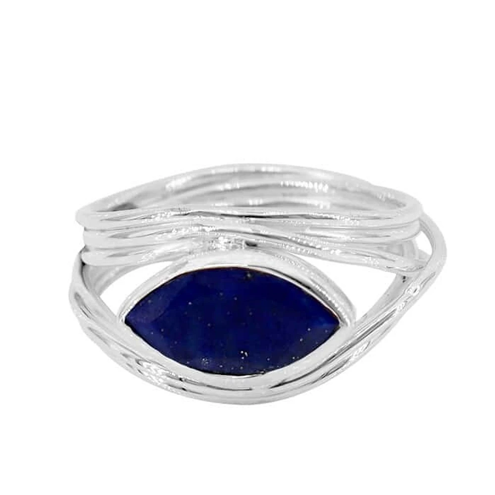 Sterling Silver, 12X113mm Lapis Lazuli Ring