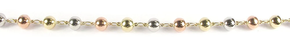 10K Yellow, White, Rose Gold Simple Ball Link Ball Bracelet