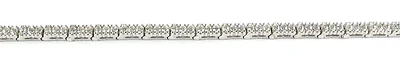 10K White Gold Round Rectangle Link Cubic Bracelet