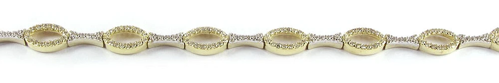 10K Yellow & White Gold Oval Bow Loop Cubic Bracelet