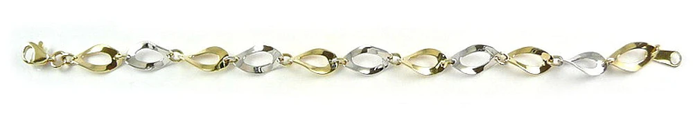 10K Yellow & White Gold Chain Link Bracelet