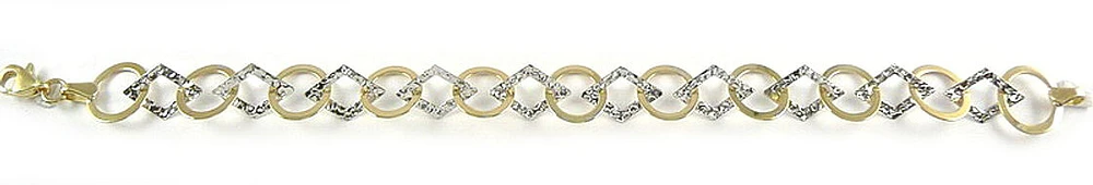 10K Yellow & White Gold Shimmer Cut Fancy Bracelet