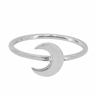 Sterling Silver, 7X9mm Crescent Moon Ring With 1.5mm Band