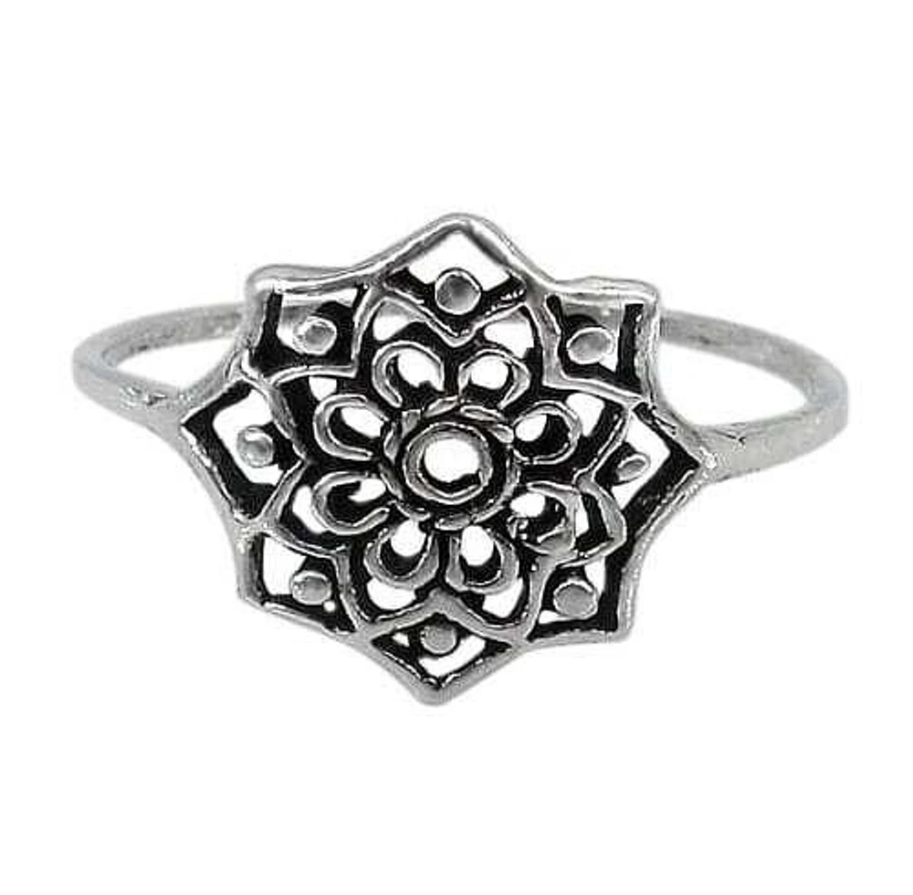 Sterling Silver Ring, 11X13mm Flower