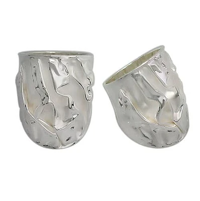 Sterling Silver, Smooth Unique Style Ring With Ripple Design. Approx Size: 34mm Width