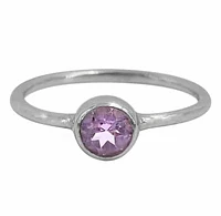 Sterling Silver, 6mm Stone Ring With 1.5mm Round Band, Colour And May Vary