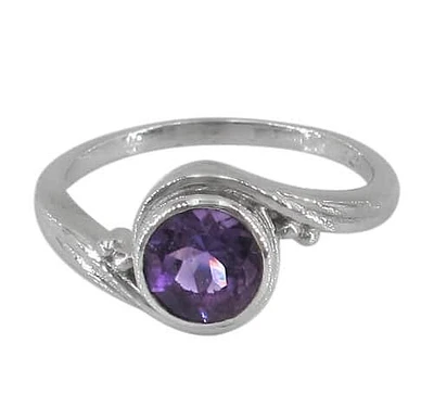 Sterling Silver With Rhodium, 8mm Stone Ring