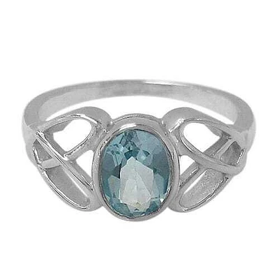 Sterling Silver, 9X7mm Stone Ring With Celtic Knot Design