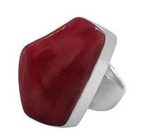 Sterling Silver, Free Shape Stone Ring, Colour And May Vary. Approx Size: 26mm L X 20mm W