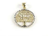 10K Yellow Gold Shimmer Cut Family Tree Pendant