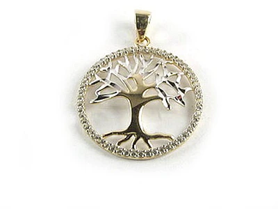 10K Yellow Gold Family Tree Pendant C/Z