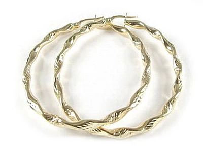 10K Gold Twisted Hoop Earrings