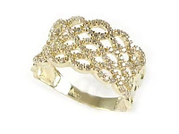 10K Yellow Gold Fancy Mesh Link Ring C/Z