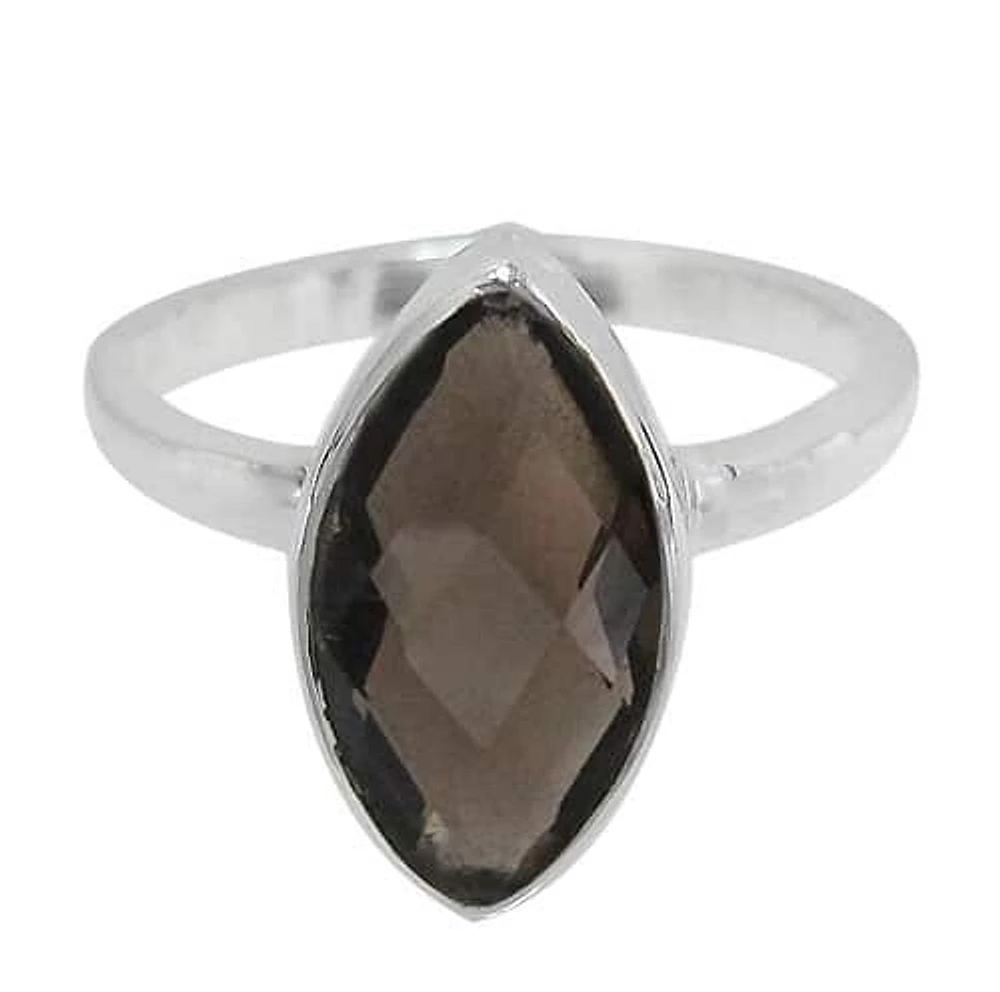 Sterling Silver With Rhodium, 15X8mm Stone Ring