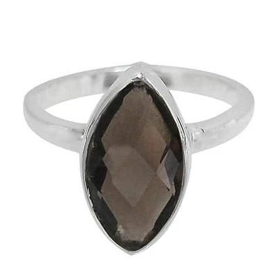 Sterling Silver With Rhodium, 15X8mm Stone Ring