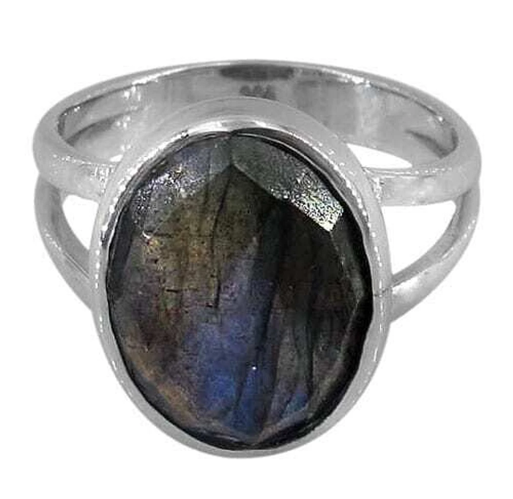 Sterling Silver With Rhodium, 16X11mm Stone Ring, Colour And May Vary