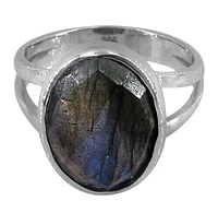 Sterling Silver With Rhodium, 16X11mm Stone Ring, Colour And May Vary