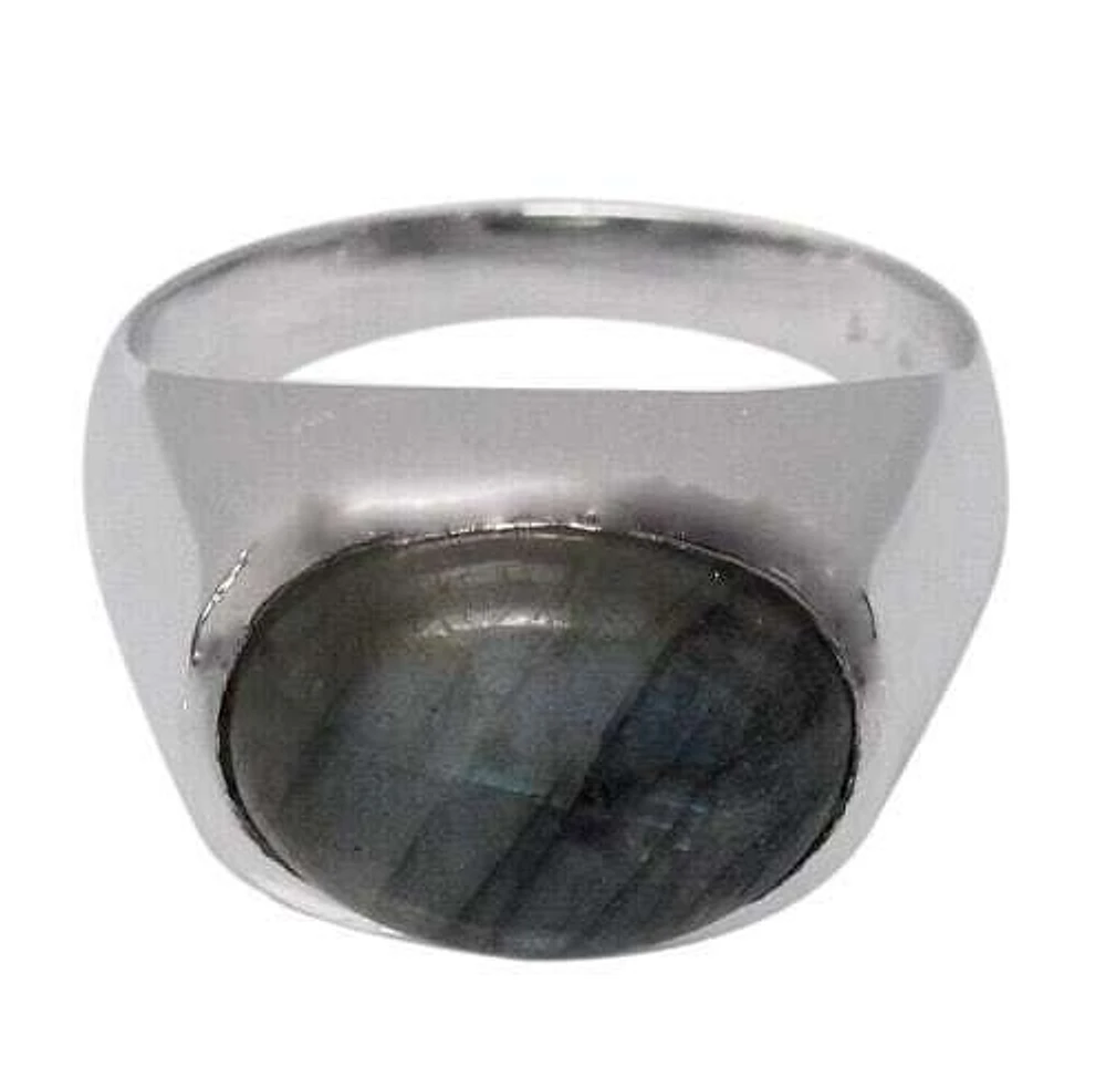 Sterling Silver With Rhodium, 10X13mm Stone Ring, Colour And May Vary