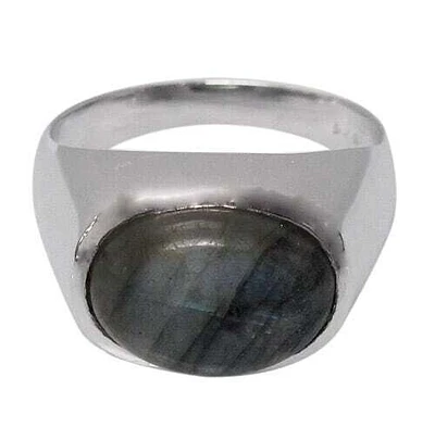 Sterling Silver With Rhodium, 10X13mm Stone Ring, Colour And May Vary