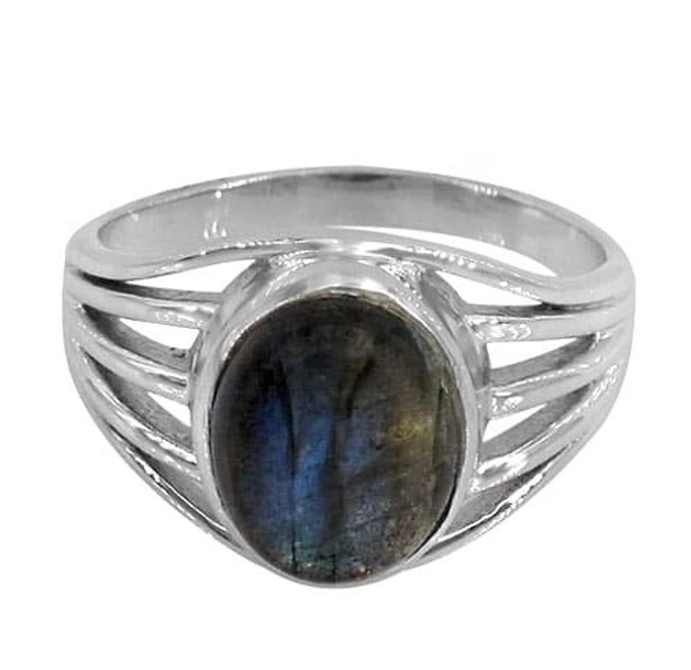 Sterling Silver With Rhodium, 11X9mm  Stone Ring, Colour And May Vary