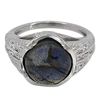 Sterling Silver With Rhodium, 13mm Stone Ring, Colour And May Vary