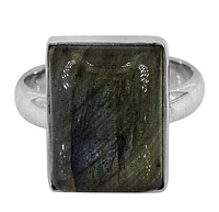 Sterling Silver With Rhodium, 16X12mm Stone Ring, Colour And May Vary