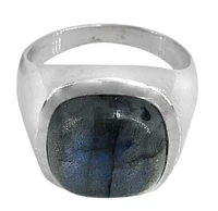 Sterling Silver With Rhodium, 13X13mm Stone Ring, Colour And May Vary