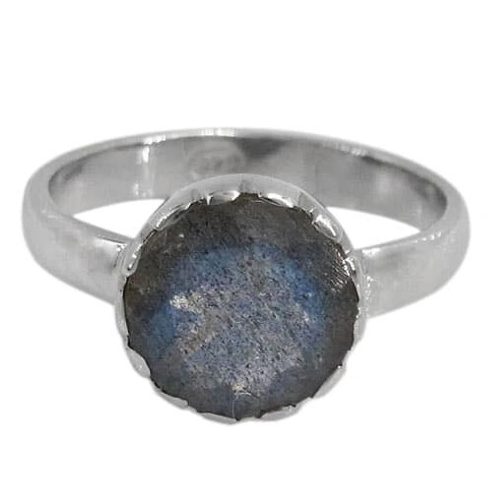 Sterling Silver With Rhodium, 10mm Stone Ring, Colour And May Vary