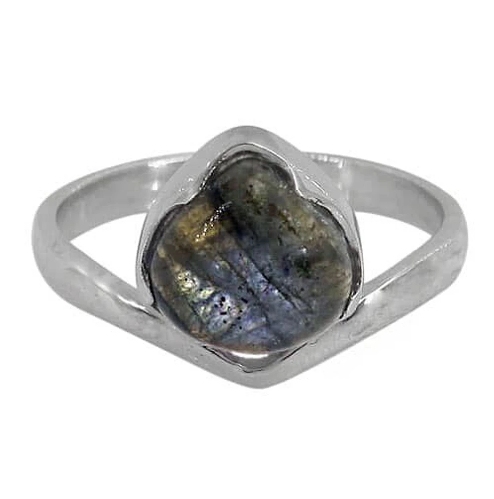 Sterling Silver With Rhodium, 9mm Stone Ring, Colour And May Vary