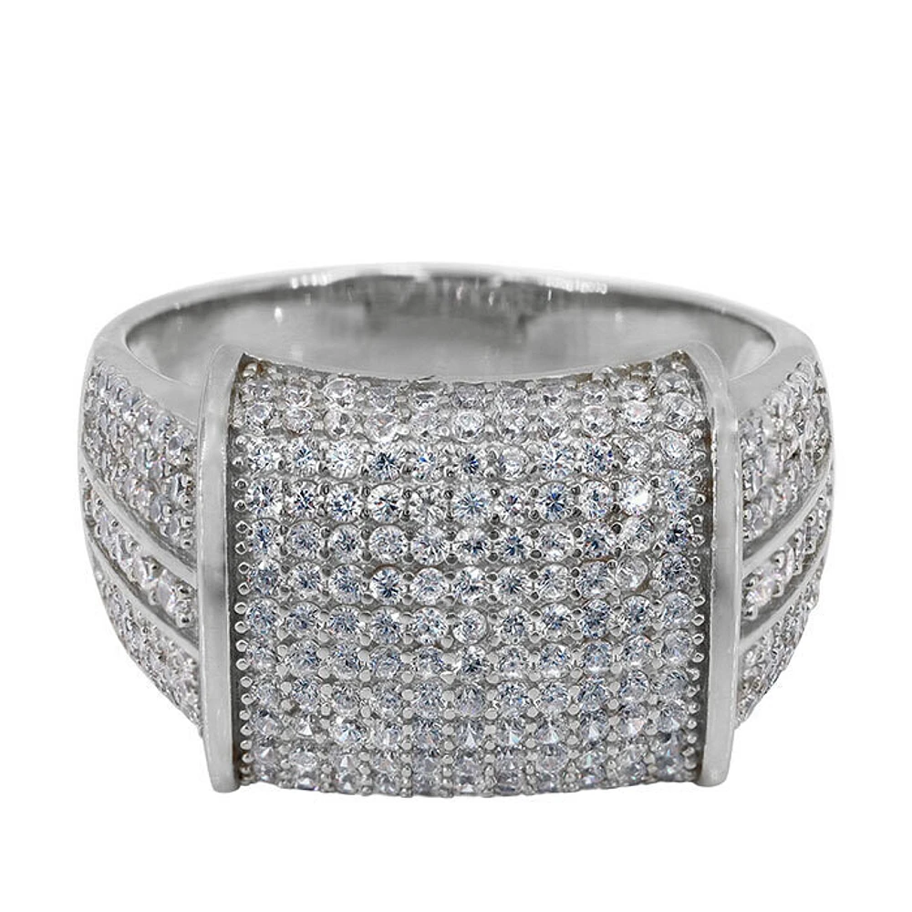 Sterling Silver With Rhodium, Cubic Zirconia Ring