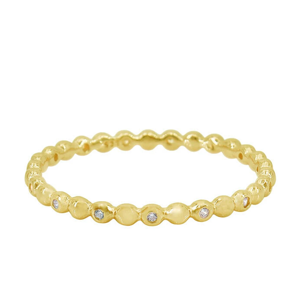 Sterling Silver With Gold, 2mm Stack Able Ring With Cubic Zirconia