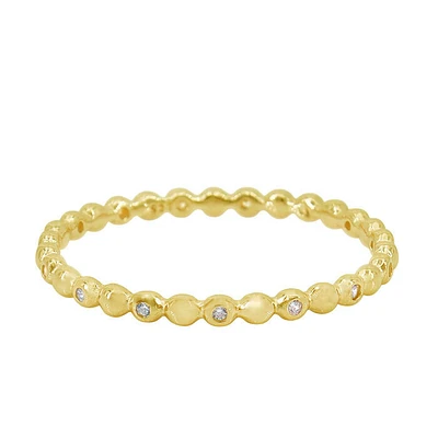 Sterling Silver With Gold, 2mm Stack Able Ring With Cubic Zirconia
