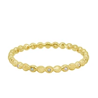 Sterling Silver With Gold, 2mm Stack Able Ring With Cubic Zirconia