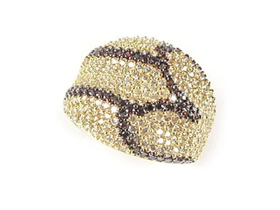 10K Yellow Gold Fancy Mesh Ring Coloured C.Z