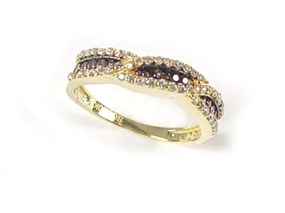 10K Yellow Gold Fancy Coloured C.Z Multi Loop Ring