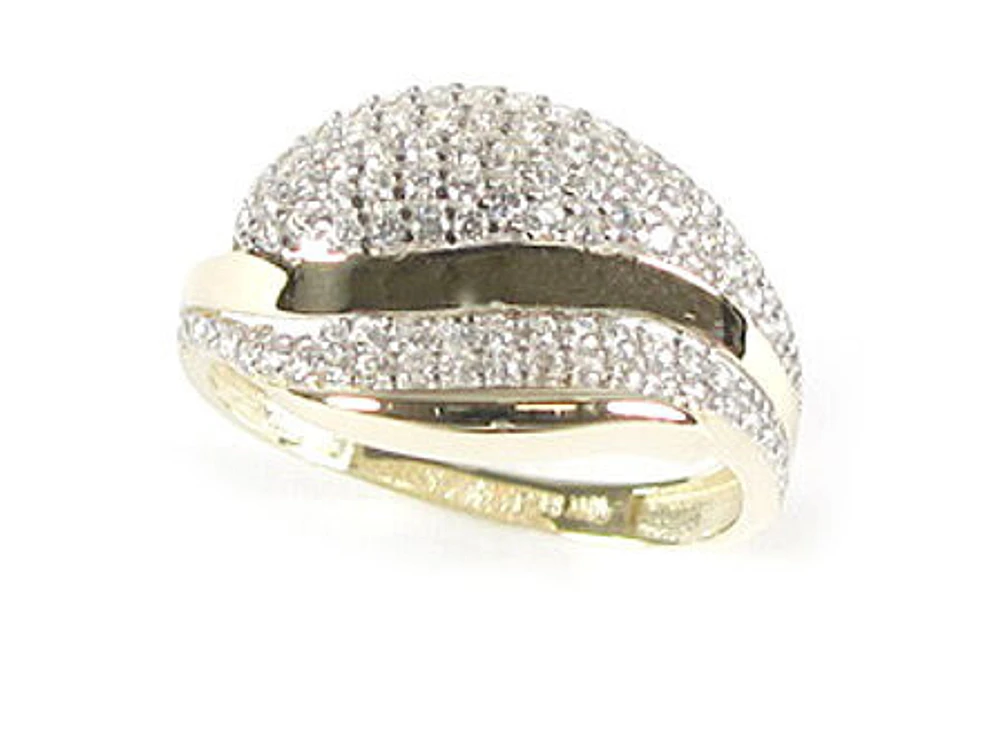 10K Yellow Gold C.Z Cluster Fancy Ring