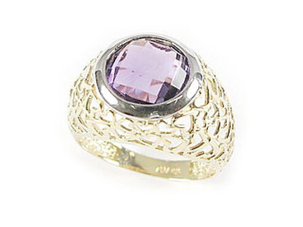 10K Yellow Gold Mesh Ring Coloured C.Z