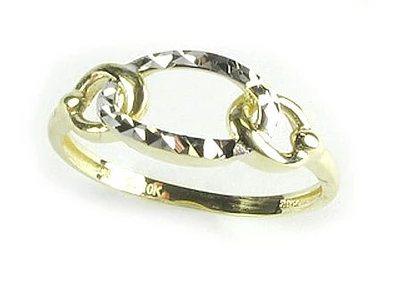 10K Yellow & White Gold Shimmer Cut Linked Ring