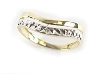 10K Yellow & White Gold Shimmer Cut Duo Curve Ring