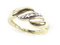 10K Yellow & White Gold Shimmer Cut Twisted Ring