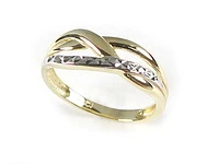 10K Yellow & White Gold Shimmer Cut Loop Ring