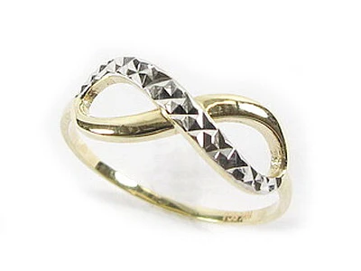 10K Yellow & White Gold Shimmer Cut Infinity Loop Ring