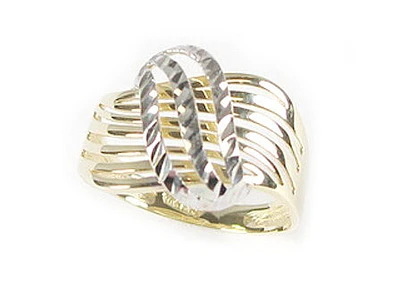 10K Yellow & White Gold Multi Line Ring